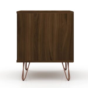 Manhattan Comfort Rockefeller 2.0 Mid-Century- Modern Nightstand with 2-Drawer in Brown