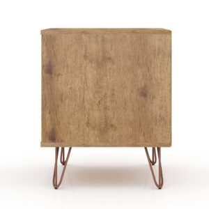 Manhattan Comfort Rockefeller 2.0 Mid-Century- Modern Nightstand with 2-Drawer in Nature and Rose Pink