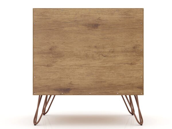 Manhattan Comfort Rockefeller 2.0 Mid-Century- Modern Nightstand with 2-Drawer in Nature and Rose Pink