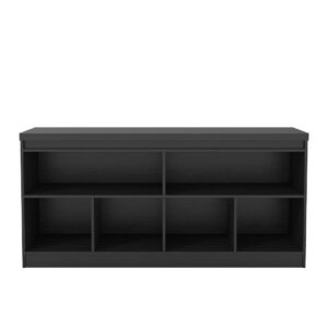 Manhattan Comfort Viennese 62.99 in. 6-Shelf Buffet Cabinet with Mirrors in Black Matte