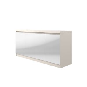 Manhattan Comfort Viennese 62.99 in. 6-Shelf Buffet Cabinet with Mirrors in Off White