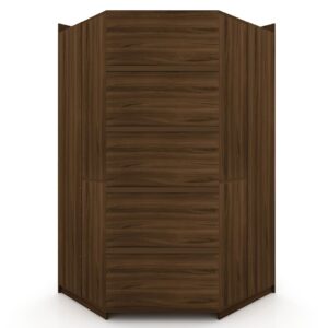 Manhattan Comfort Mulberry Modern Open Corner Closet with 2 Hanging Rods in Brown