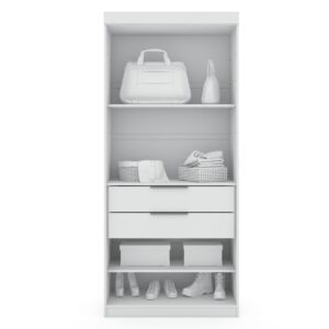 Manhattan Comfort Mulberry Open 1 Sectional Modern Armoire Wardrobe Closet with 2 Drawers in White