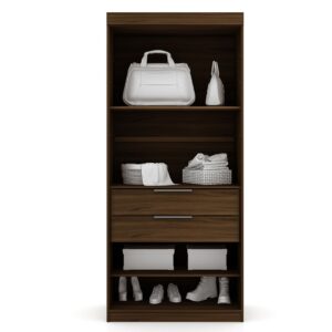 Manhattan Comfort Mulberry Open 3 Sectional Modern Wardrobe Corner Closet with 4 Drawers - Set of 3 in Brown