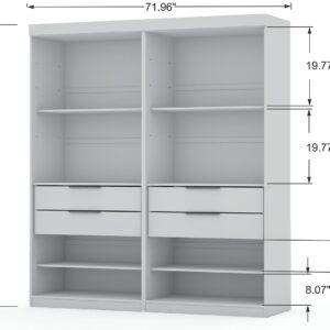 Manhattan Comfort Mulberry Open 2 Sectional Modern Wardrobe Closet with 4 Drawers - Set of 2 in White