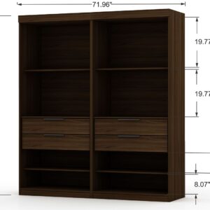 Manhattan Comfort Mulberry Open 2 Sectional Modern Wardrobe Closet with 4 Drawers - Set of 2 in Brown