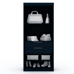 Manhattan Comfort Mulberry Open 3 Sectional Modem Wardrobe Closet with 6 Drawers - Set of 3 in Tatiana Midnight Blue