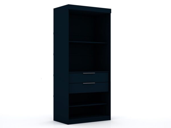 Manhattan Comfort Mulberry Open 3 Sectional Modem Wardrobe Closet with 6 Drawers - Set of 3 in Tatiana Midnight Blue