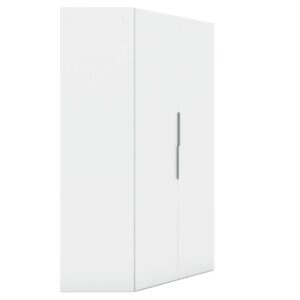 Manhattan Comfort Mulberry 2.0 Modern Corner Wardrobe Closet with 2 Hanging Rods in White