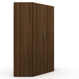 Manhattan Comfort Mulberry 2.0 Modern Corner Wardrobe Closet with 2 Hanging Rods in Brown