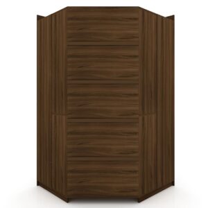 Manhattan Comfort Mulberry 2.0 Modern Corner Wardrobe Closet with 2 Hanging Rods in Brown