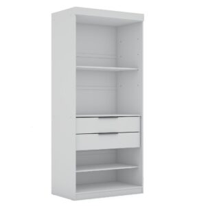 Manhattan Comfort Mulberry 2.0 Sectional Modern Armoire Wardrobe Closet with 2 Drawers in White