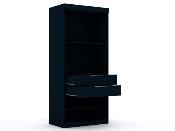 Manhattan Comfort Mulberry 2.0 Sectional Modern Armoire Wardrobe Closet with 2 Drawers in Tatiana Midnight Blue