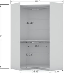 Manhattan Comfort Mulberry 3.0 Sectional Modern Corner Wardrobe Closet with 2 Drawers - Set of 2 in White