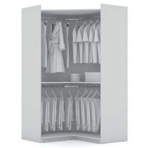 Manhattan Comfort Mulberry 2.0 Semi Open 2 Sectional Modern Wardrobe Corner Closet with 2 Drawers - Set of 2 in White