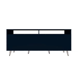 Manhattan Comfort Rockefeller 62.99 TV Stand with Metal Legs and 2 Drawers in Tatiana Midnight Blue