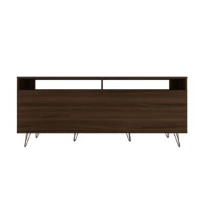 Manhattan Comfort Rockefeller 62.99 TV Stand with Metal Legs and 2 Drawers in Brown