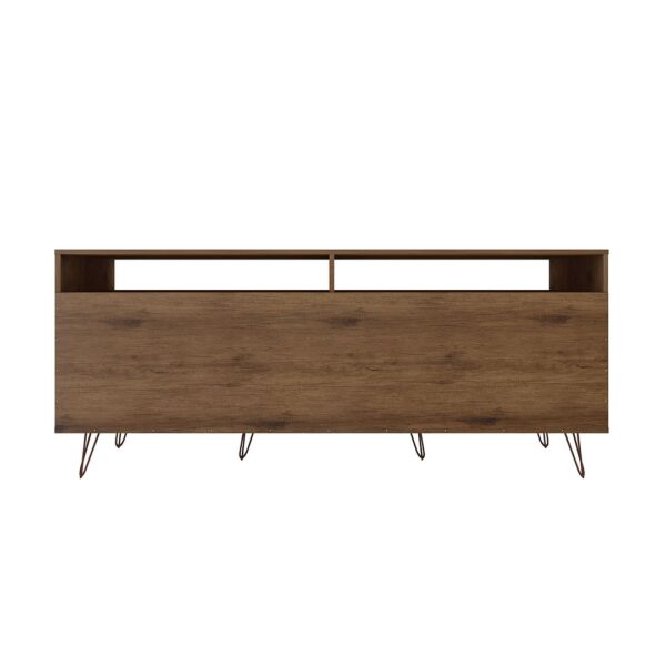 Manhattan Comfort Rockefeller 62.99 TV Stand with Metal Legs and 2 Drawers in Nature and Textured Grey