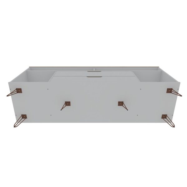 Manhattan Comfort Rockefeller 62.99 TV Stand with Metal Legs and 2 Drawers in Off White and Nature