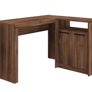 Manhattan Comfort Kalmar L-Shaped Office Desk with Inclusive in Dark Brown