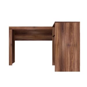 Manhattan Comfort Kalmar L-Shaped Office Desk with Inclusive in Dark Brown