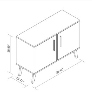 Manhattan Comfort Mid-Century- Modern Amsterdam Double Side Table 2.0 with 3 Shelves in White