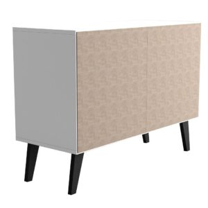 Manhattan Comfort Mid-Century- Modern Amsterdam Double Side Table 2.0 with 3 Shelves in White