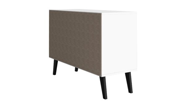 Manhattan Comfort Mid-Century- Modern Amsterdam Double Side Table 2.0 with 3 Shelves in White