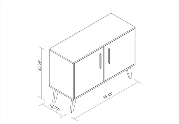 Manhattan Comfort Mid-Century- Modern Amsterdam Double Side Table 2.0 with 3 Shelves in White Marble