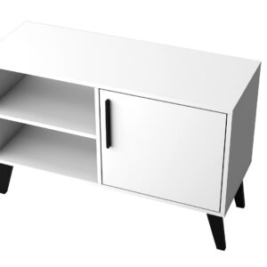 Manhattan Comfort Mid-Century- Modern Amsterdam 35.43" TV Stand with 3 Shelves in White