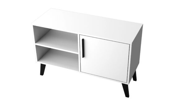 Manhattan Comfort Mid-Century- Modern Amsterdam 35.43" TV Stand with 3 Shelves in White