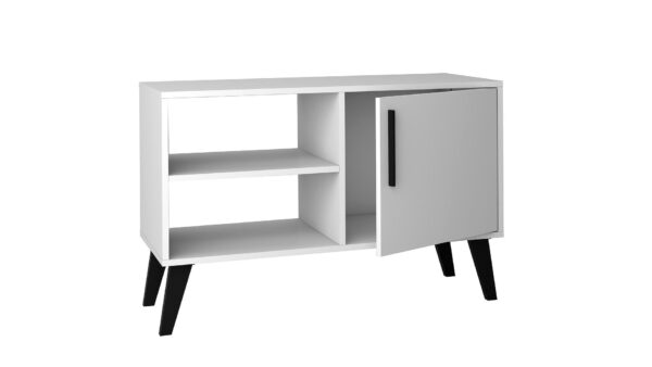 Manhattan Comfort Mid-Century- Modern Amsterdam 35.43" TV Stand with 3 Shelves in White