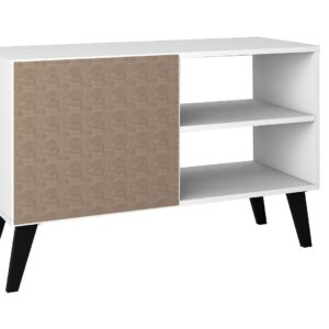 Manhattan Comfort Mid-Century- Modern Amsterdam 35.43" TV Stand with 3 Shelves in White