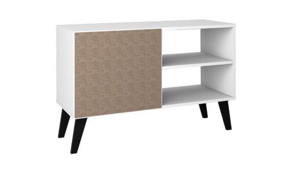 Manhattan Comfort Mid-Century- Modern Amsterdam 35.43" TV Stand with 3 Shelves in White