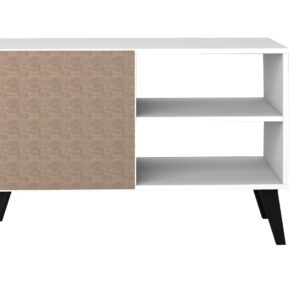 Manhattan Comfort Mid-Century- Modern Amsterdam 35.43" TV Stand with 3 Shelves in White