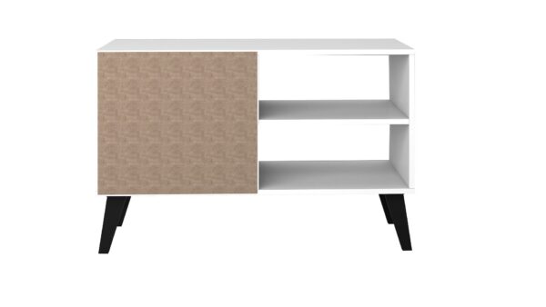 Manhattan Comfort Mid-Century- Modern Amsterdam 35.43" TV Stand with 3 Shelves in White