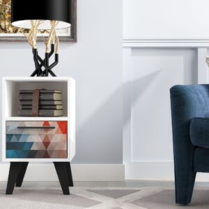 Manhattan Comfort Mid-Century- Modern Amsterdam Nightstand 1.0 with 1 Shelf in Multi Color Red and Blue