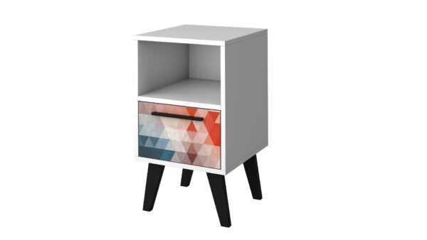 Manhattan Comfort Mid-Century- Modern Amsterdam Nightstand 1.0 with 1 Shelf in Multi Color Red and Blue