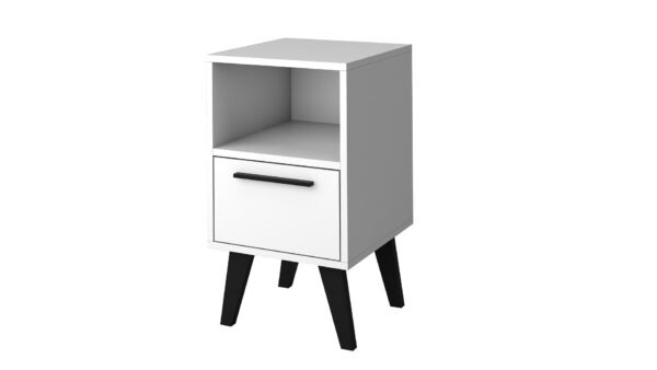 Manhattan Comfort Mid-Century- Modern Amsterdam Nightstand 1.0 with 1 Shelf in White