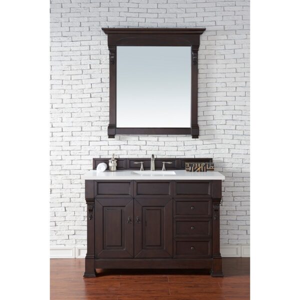 James Martin 147-114-52-3WZ Brookfield 48 Inch Single Vanity with 3cm White Zeus Quartz Top