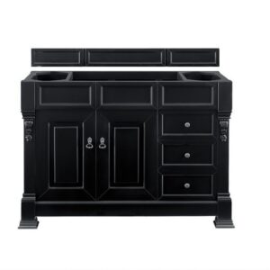 James Martin 147-114-5236-3CAR Brookfield 48 Inch Antique Black Single Vanity with Drawers with 3 cm Carrara Marble Top