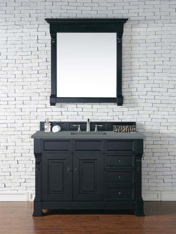 James Martin 147-114-5236-3CBL Brookfield 48 Inch Single Vanity Cabinet with Cala Blue Quartz Top - Antique Black