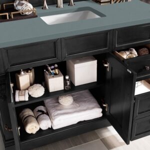 James Martin 147-114-5236-3CBL Brookfield 48 Inch Single Vanity Cabinet with Cala Blue Quartz Top - Antique Black