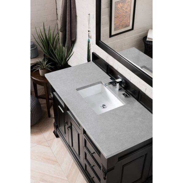 James Martin 147-114-5236-3ESR Brookfield 48 Inch Antique Black Single Vanity with 3 CM Eternal Serena Quartz Top