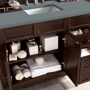 James Martin 147-114-5266-3CBL Brookfield 48 Inch Single Vanity Cabinet with Cala Blue Quartz Top - Burnished Mahogany