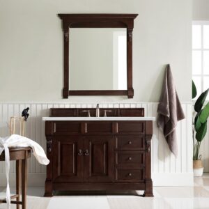 James Martin 147-114-5266-3ENC Brookfield 48 Inch Single Vanity Cabinet with Ethereal Noctis Quartz Top - Burnished Mahogany