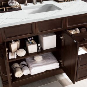 James Martin 147-114-5266-3ENC Brookfield 48 Inch Single Vanity Cabinet with Ethereal Noctis Quartz Top - Burnished Mahogany