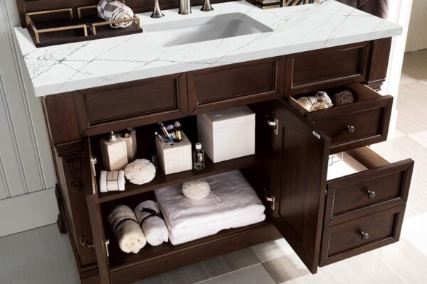 James Martin 147-114-5266-3ENC Brookfield 48 Inch Single Vanity Cabinet with Ethereal Noctis Quartz Top - Burnished Mahogany