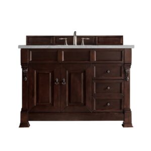 James Martin 147-114-5266-3ESR Brookfield 48 Inch Burnished Mahogany Single Vanity with 3 CM Eternal Serena Quartz Top