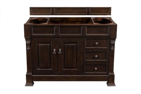 James Martin 147-114-5266-3GEX Brookfield 48 Inch Burnished Mahogany Single Vanity with Drawers with 3 cm Grey Expo Quartz Top with Sink